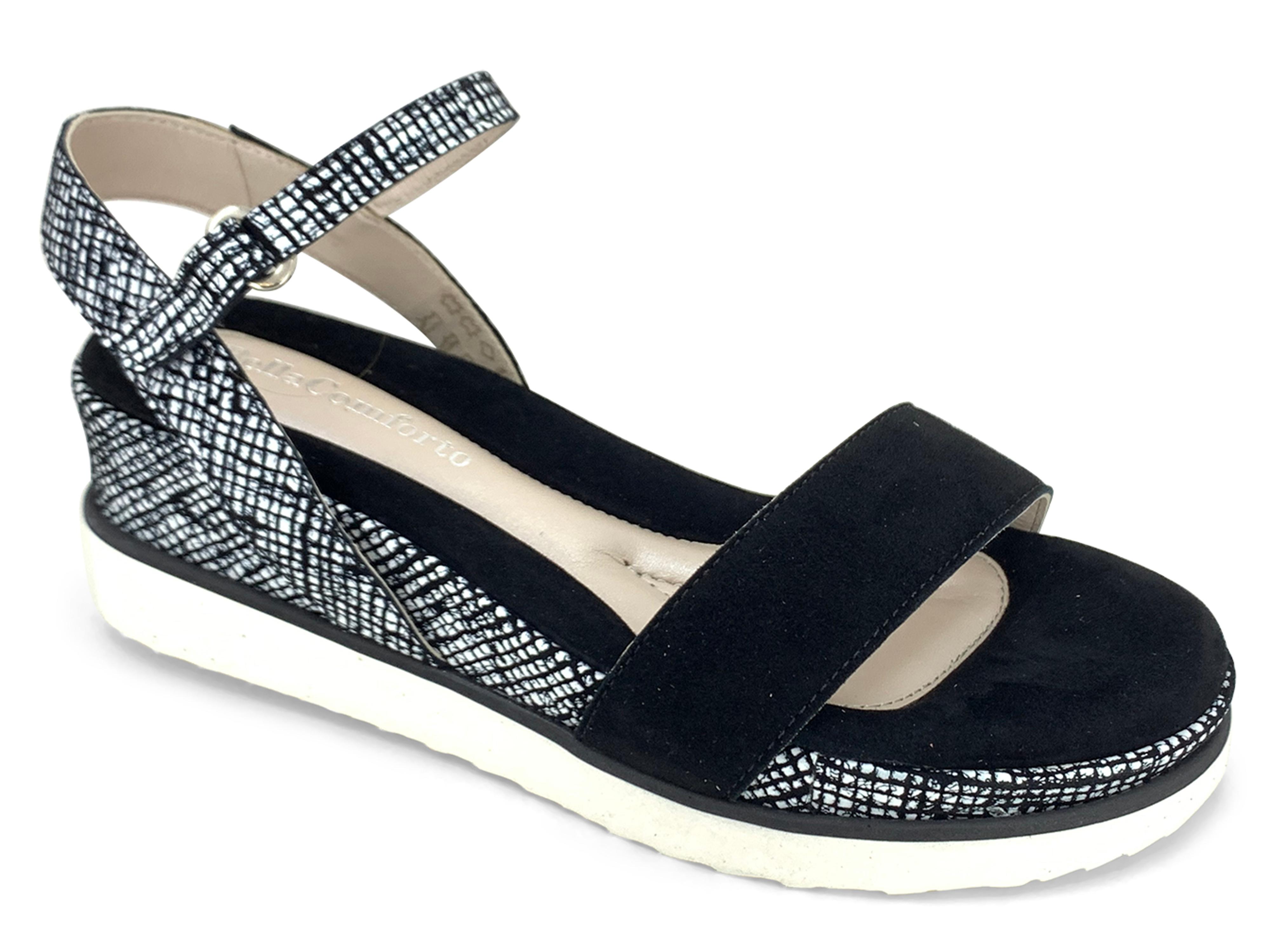 Bella Comforto Dalia Sandal Black White : The Shoe Spa